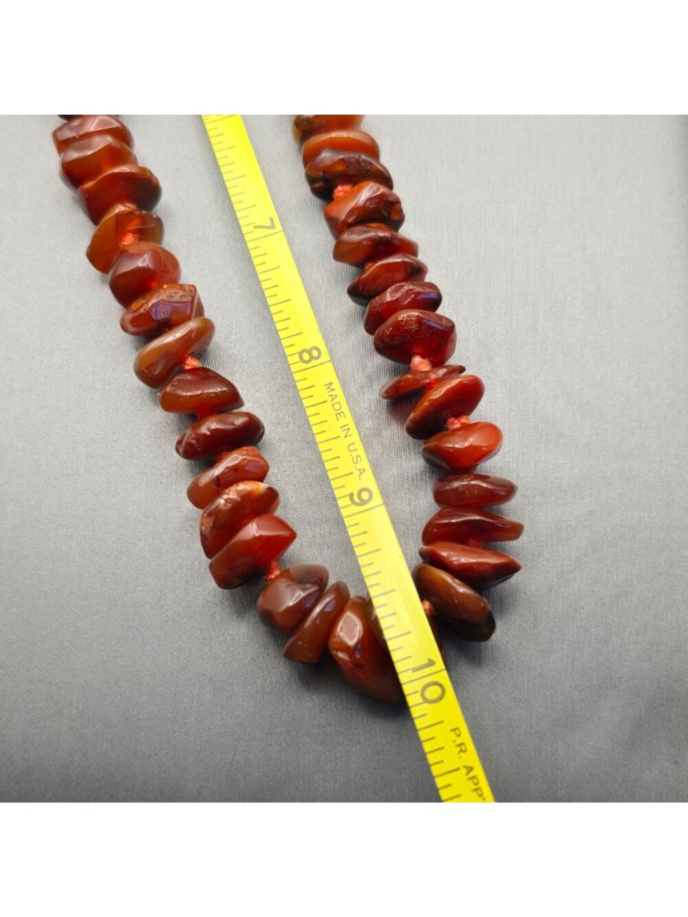 Vintage Carnelian Necklace 20" Chunky Bead Hand Knotted Boho Statement Strand - Picture 4 of 8